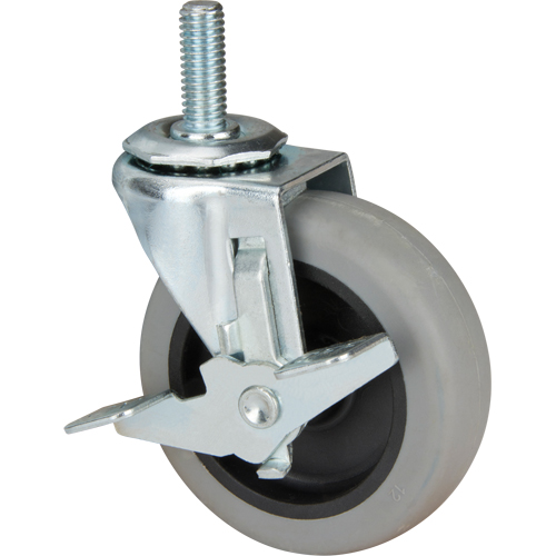 Roulette &agrave; tige, Pivotant avec frein, Diam&egrave;tre 3" (76 mm), Capacit&eacute; 80 lb (36 kg) Ottawa Fastener Supply