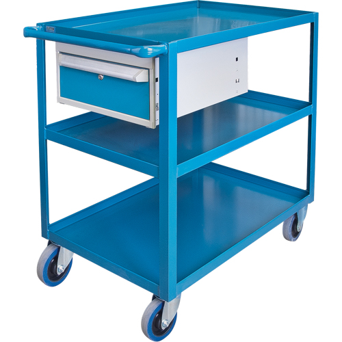Heavy Duty Shelf Cart with Drawer, 1200 lbs. Capacity, Steel, 24" x W, 36" x H, 36" D, Rubber Wheels, All-Welded, 1 Drawers Ottawa Fastener Supply