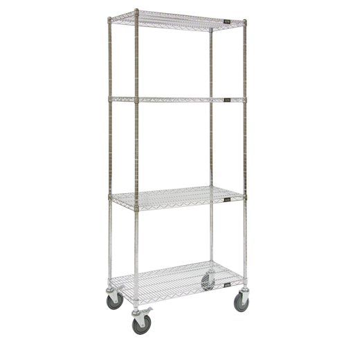 Wire Shelf Cart, Chrome Plated, 36" x 80" x 24", 800 lbs. Capacity Ottawa Fastener Supply