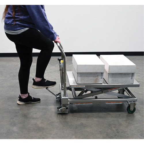 Hydraulic Scissor Lift Table, 31-1/2" L x 19-1/2" W, Stainless Steel, 550 lbs. Capacity Ottawa Fastener Supply