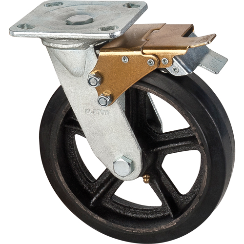 Roulette moul&eacute;, Pivotant avec frein, 8" (203,2 mm), Caoutchouc, 660 lb (299 kg) Ottawa Fastener Supply