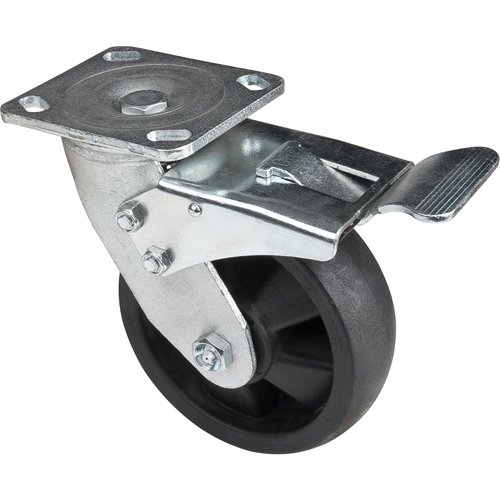 Roulettes haute temp&eacute;rature, Pivotant avec frein, 6" (152,4 mm), Nylon, 880 lb (399 kg) Ottawa Fastener Supply