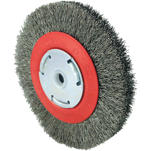 101F-2M Crimped Wire Brush, 6" Dia., 0.014" Fill, 1/2" - 2" Arbor Ottawa Fastener Supply