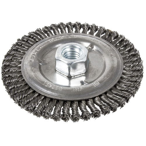 Brosse pour cordon de soudure, Dia. 5", Fils 0,022", Arbre 5/8"-11, Acier Ottawa Fastener Supply