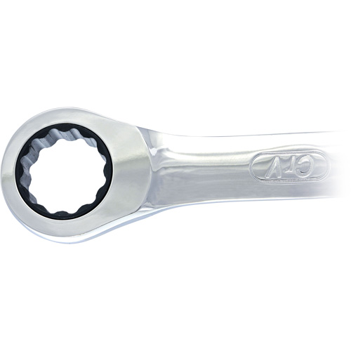 Non-Reversible Long Pattern Ratcheting Combination Wrench, 19 mm, Plain Finish Ottawa Fastener Supply
