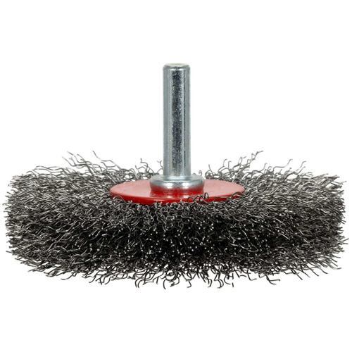 Brosse radiale &agrave; fils cr&ecirc;p&eacute;s mont&eacute; sur mandrin ER300-12, 3", Fils ,012" Ottawa Fastener Supply
