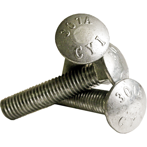 Carriage Bolt Full thread, 5/16" x 2-1/2" L, Galvanized, Coarse Ottawa Fastener Supply