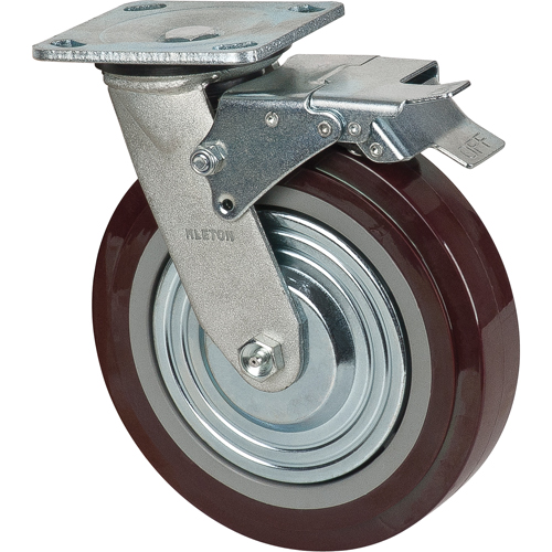 Caster, Swivel with Brake, 8" (203.2 mm), Polyurethane, 1000 lbs. (453.6 kg.) Ottawa Fastener Supply