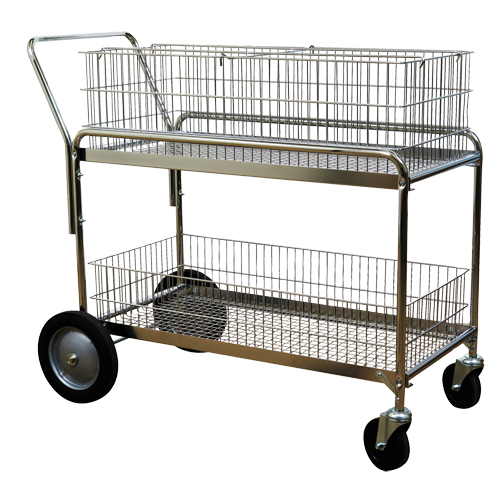 Chariot de bureau en treillis m&eacute;tallique pour le courrier, 250 lb Capacit&eacute;, Chrome, 23-3/4" p x 43" la x 38-1/2" h, Chrom&eacute; Ottawa Fastener Supply