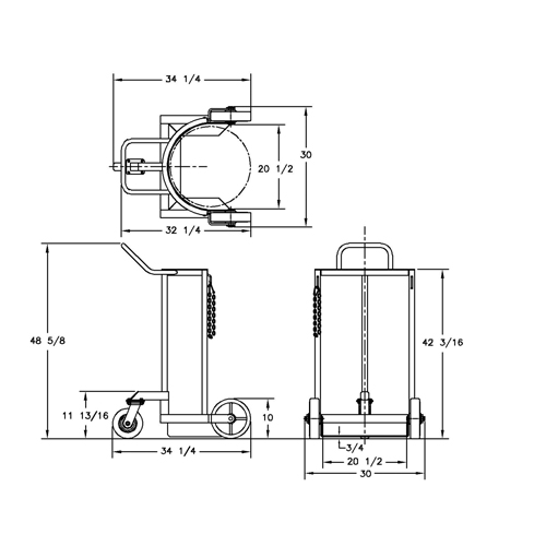 Large Liquid Gas Cylinder Truck LCC, Polyurethane Wheels, 20" W x 20" D Base, 1000 lbs. Ottawa Fastener Supply