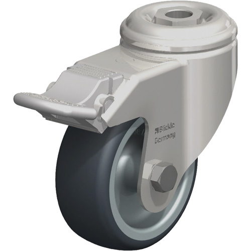 Roulette en &eacute;lastom&egrave;re thermoplastique acier inoxydable, Pivotant avec frein, Diam&egrave;tre 3-1/8" (79,5 mm), Capacit&eacute; 220 lb (100 kg) Ottawa Fastener Supply