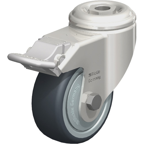 Stainless Steel Thermoplastic Elastomer Caster, Swivel with Brake, 3-1/8" (79.5 mm) Dia., 220 lbs. (100 kg.) Capacity Ottawa Fastener Supply