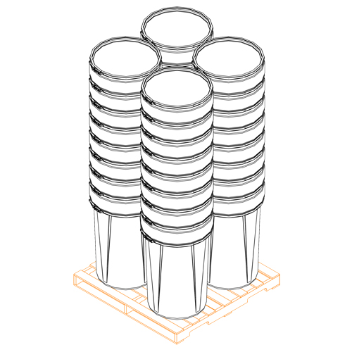 Nestable Polyethylene Drum, 55 US gal (45 imp. gal.), Open Top, Yellow Ottawa Fastener Supply