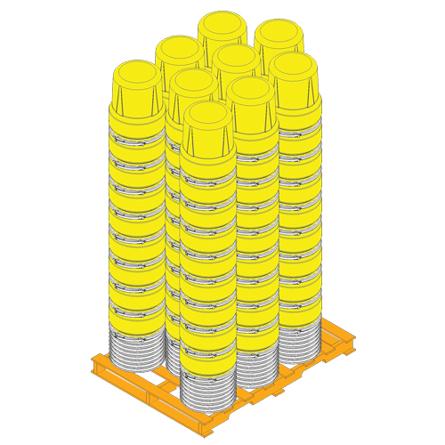 Nestable Polyethylene Drum, 10 US gal (8.33 imp. gal.), Open Top, Yellow Ottawa Fastener Supply