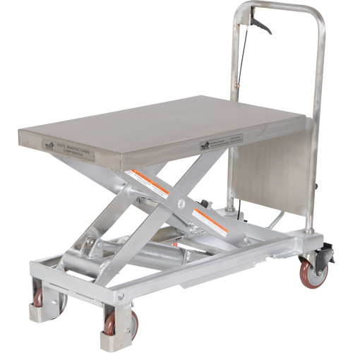 Manual Hydraulic Scissor Lift Table, 32-1/2" L x 19-1/2 W, Partial Stainless Steel, 1000 lbs. Capacity Ottawa Fastener Supply
