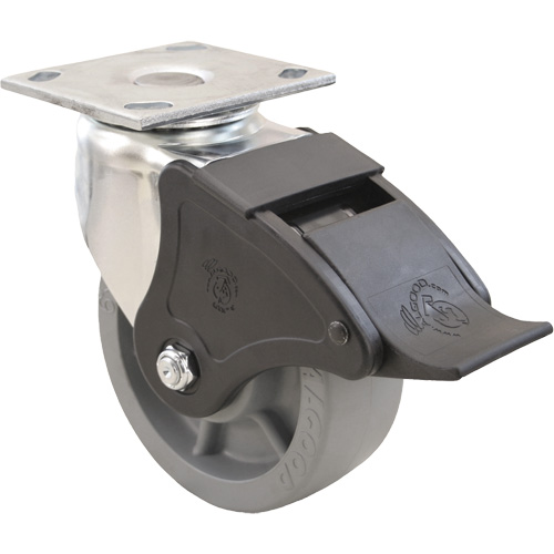 Roulette Emaxx, Pivotant avec frein, 4" (101,6 mm), Envirothane, 1000 lb (453,6 kg) Ottawa Fastener Supply