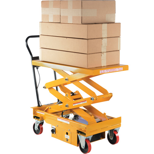 DC Powered Hydraulic Scissor Lift Elevating Cart, Steel, 39-3/4" L x 20-1/2" W, 1000 lbs. Capacity Ottawa Fastener Supply