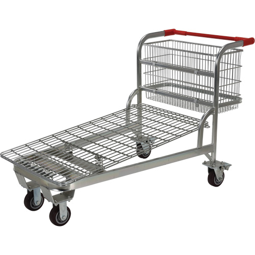 Nestable Wire Cart, Steel, 28-3/4" x 37-1/16" x 59-5/8", 275 lbs. Capacity Ottawa Fastener Supply