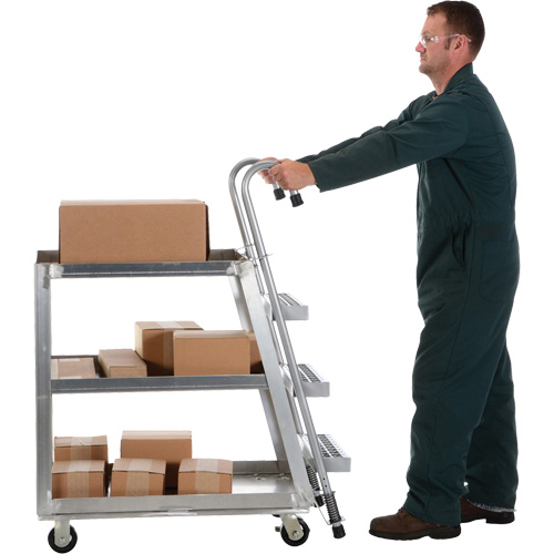 Chariot de pr&eacute;l&egrave;vement de stock, Aluminium, 21-7/8" la x 40" p, 3 tablettes, Capacit&eacute; 660 lb Ottawa Fastener Supply