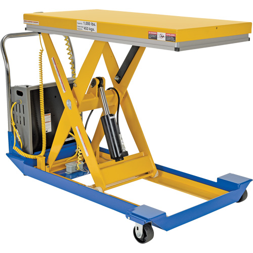DC Powered & Manual Scissor Lift Table, Steel, 48" L x 24" W, 1000 lbs. Capacity Ottawa Fastener Supply