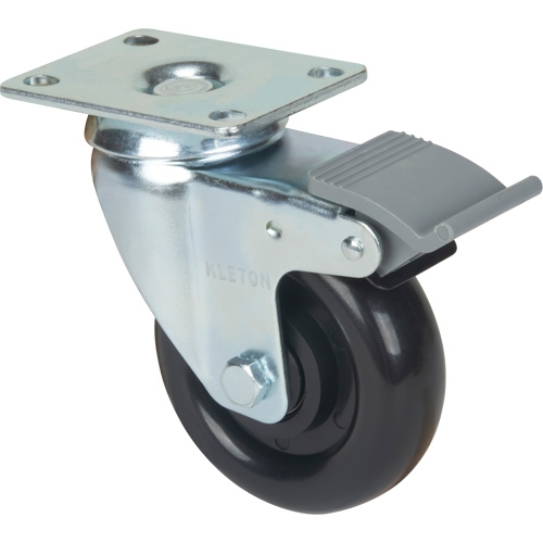 Caster, Swivel with Brake, 4" (101.6 mm), Polyolefin, 250 lbs. (113.4 kg) Ottawa Fastener Supply