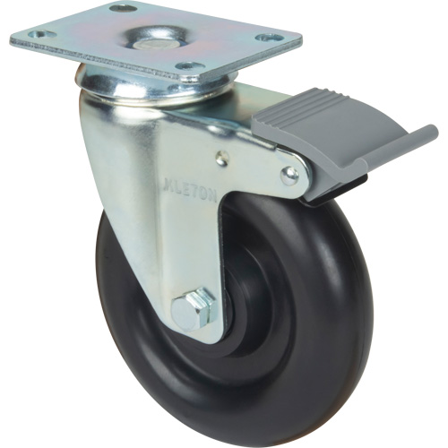 Caster, Swivel with Brake, 5" (127 mm), Polyolefin, 250 lbs. (113.4 kg) Ottawa Fastener Supply