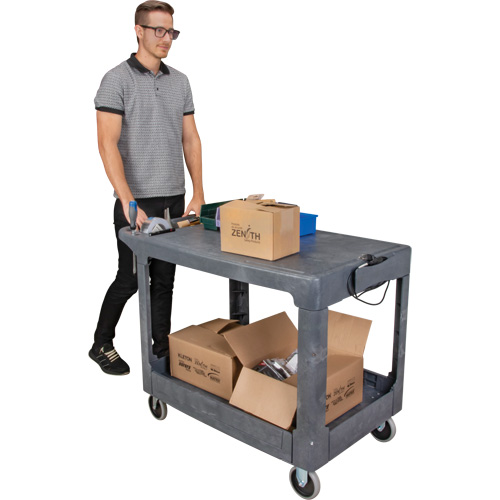 Flat-Shelf Utility Service Cart, 2 Tiers, 25-1/4" x 32-1/4" x 44", 550 lbs. Capacity Ottawa Fastener Supply