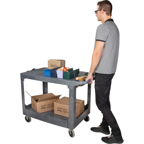 Flat-Shelf Utility Service Cart, 2 Tiers, 25-1/4" x 32-1/4" x 44", 550 lbs. Capacity Ottawa Fastener Supply