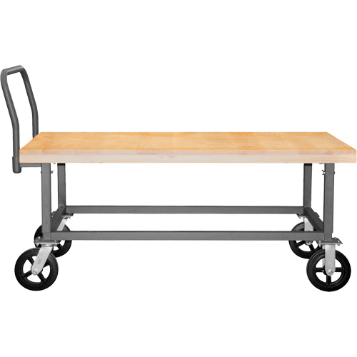 Adjustable Wood Deck Platform Truck, 48" L x 24" W, 1800 lbs. Capacity, Mold-on Rubber Casters Ottawa Fastener Supply