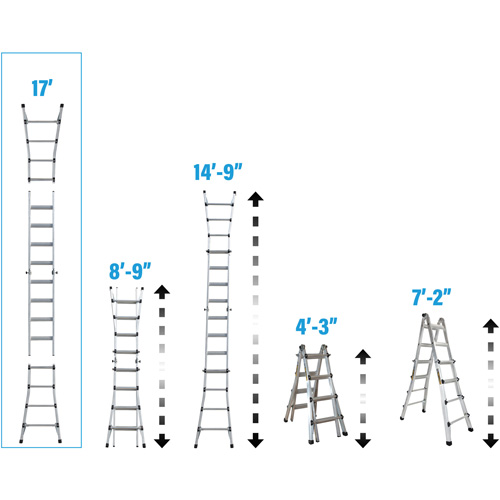 Telescoping Multi-Position Ladder, Aluminum, 300 lbs., CSA Grade 1A Ottawa Fastener Supply