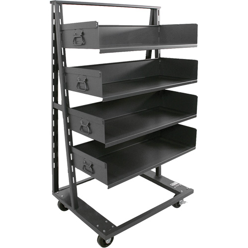 Single-Sided Heavy Duty A-Frame Cart with 4 Large Trays, 38" x 25" x 63", 2500 lbs. Capacity Ottawa Fastener Supply