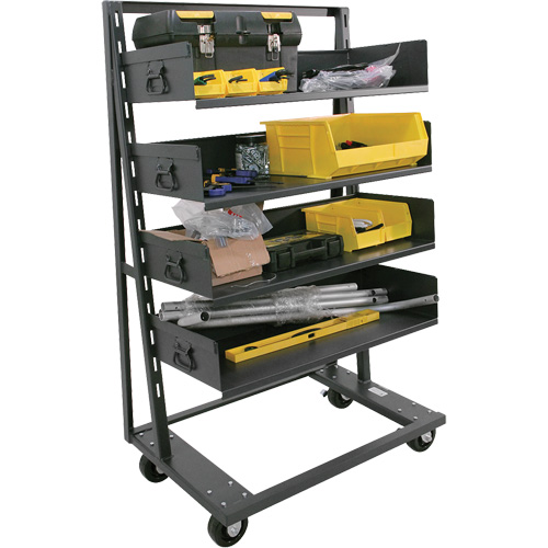 Single-Sided Heavy Duty A-Frame Cart with 4 Large Trays, 38" x 25" x 63", 2500 lbs. Capacity Ottawa Fastener Supply