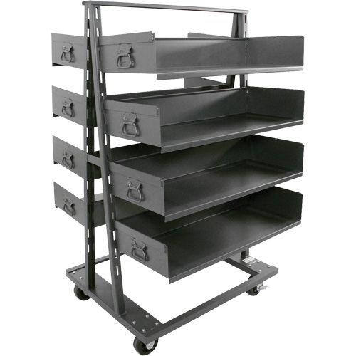 Double-Sided Heavy Duty A-Frame Cart with 8 Large Trays, 38" x 30" x 63", 2500 lbs. Capacity Ottawa Fastener Supply