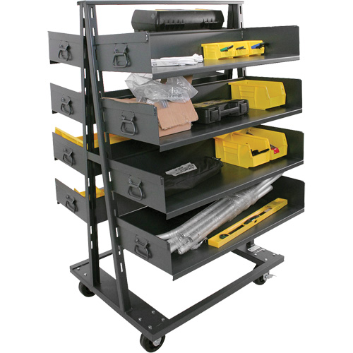 Double-Sided Heavy Duty A-Frame Cart with 8 Large Trays, 38" x 30" x 63", 2500 lbs. Capacity Ottawa Fastener Supply