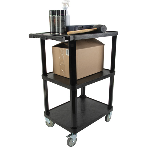 Utility Cart with Flat Shelf, 3 Tiers, 18-1/8" x 37-3/8" x 27-3/4", 330 lbs. Capacity Ottawa Fastener Supply