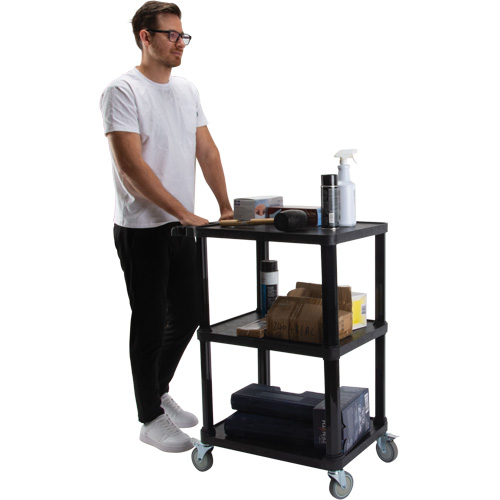 Utility Cart with Flat Shelf, 3 Tiers, 18-1/8" x 37-3/8" x 27-3/4", 330 lbs. Capacity Ottawa Fastener Supply