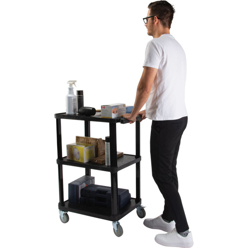 Utility Cart with Flat Shelf, 3 Tiers, 18-1/8" x 37-3/8" x 27-3/4", 330 lbs. Capacity Ottawa Fastener Supply