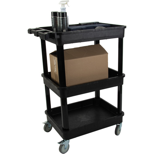Utility Cart with Deep Lip Shelf, 3 Tiers, 19" x 39-1/2" x 28-1/4", 330 lbs. Capacity Ottawa Fastener Supply