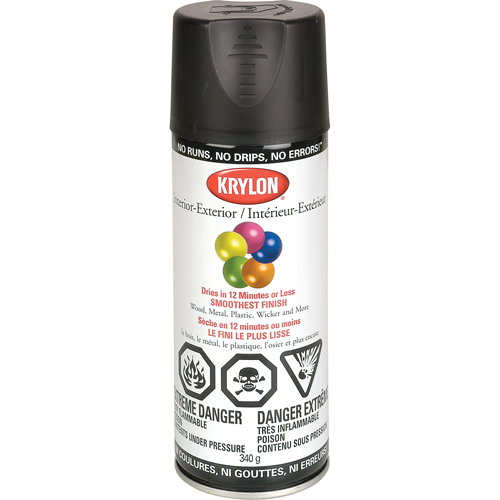 Industrial Acryli-Quik Lacquer, Black, Semi-Flat, 12 oz., Aerosol Can Ottawa Fastener Supply