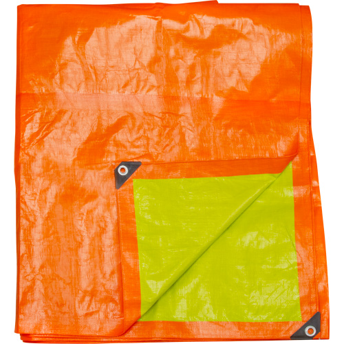 High-Visibility Heavy-Duty Woven Tarp, Polyethylene, Green/Orange, 16' x 20' x 12 mils Ottawa Fastener Supply