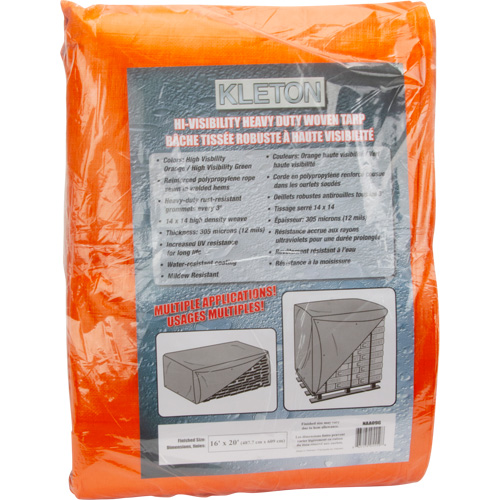 High-Visibility Heavy-Duty Woven Tarp, Polyethylene, Green/Orange, 16' x 20' x 12 mils Ottawa Fastener Supply