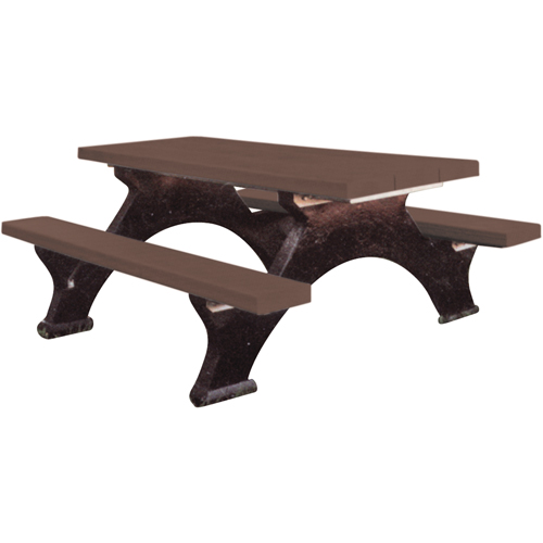 Recycled Plastic Picnic Tables, 6' L x 62-1/4" W, Brown Ottawa Fastener Supply