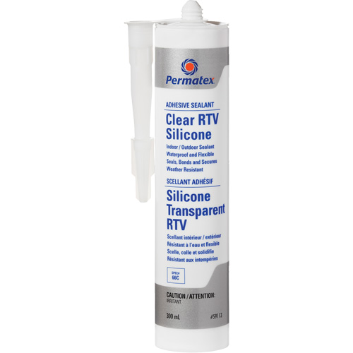 Clear RTV Adhesive Sealant, 300 ml, Cartridge, Clear Ottawa Fastener Supply