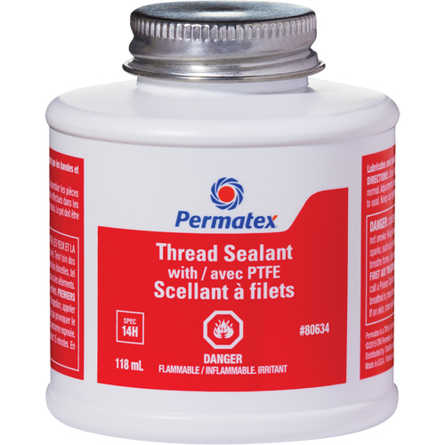 Thread Sealant with PTFE, Brush Top Bottle, 118 ml, -54°C - 150°C/-65°F - 300°F Ottawa Fastener Supply