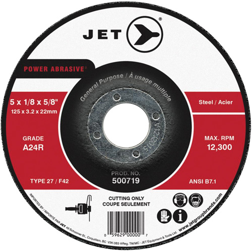 Power Abrasive Cut-Off Wheel, 4-1/2" x 1/8", 7/8" Arbor, Type 27, 13300 RPM Ottawa Fastener Supply