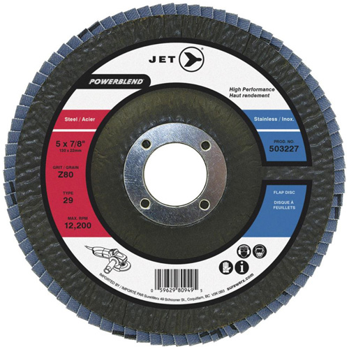 POWERBLEND Flap Disc, 4-1/2" x 7/8", Type 29, Z80 Grit, Zirconia Alumina Ottawa Fastener Supply