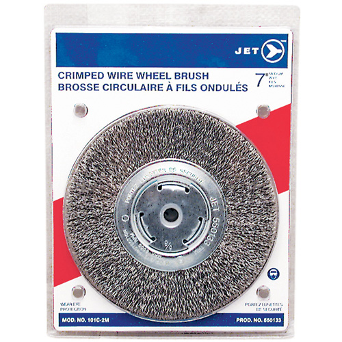 Crimped Wire Wheel, 7" Dia., 0.014" Fill, 1/2" - 2" Arbor Ottawa Fastener Supply
