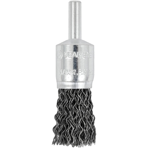 Brosse &agrave; fils cr&ecirc;p&eacute;s mont&eacute;e sur mandrin E050-20, 1/2", Fils 0,02", Tige 1/4" Ottawa Fastener Supply