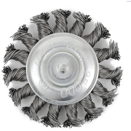 EKR275-20 Shaft-Mounted Knot Twisted Radial Brush, 3", .02" Fill, 1/4" Shank Ottawa Fastener Supply