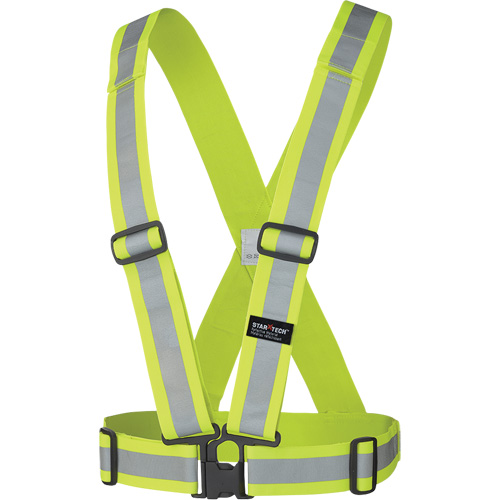 5592 Elastic Safety Harness, High Visibility Lime-Yellow, Silver Reflective Colour, One Size Ottawa Fastener Supply